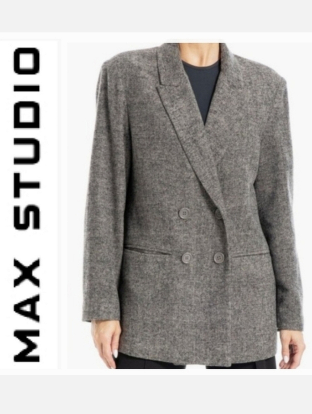 Max Studio Double Breasted Blazer Jacket Gray Tweed sz 3X NWT